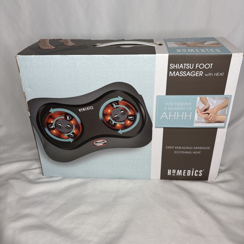 Homedics SHIATSU FOOT MASSAGER Deep Kneading With Heat FMS-155HBK New‎ In Box